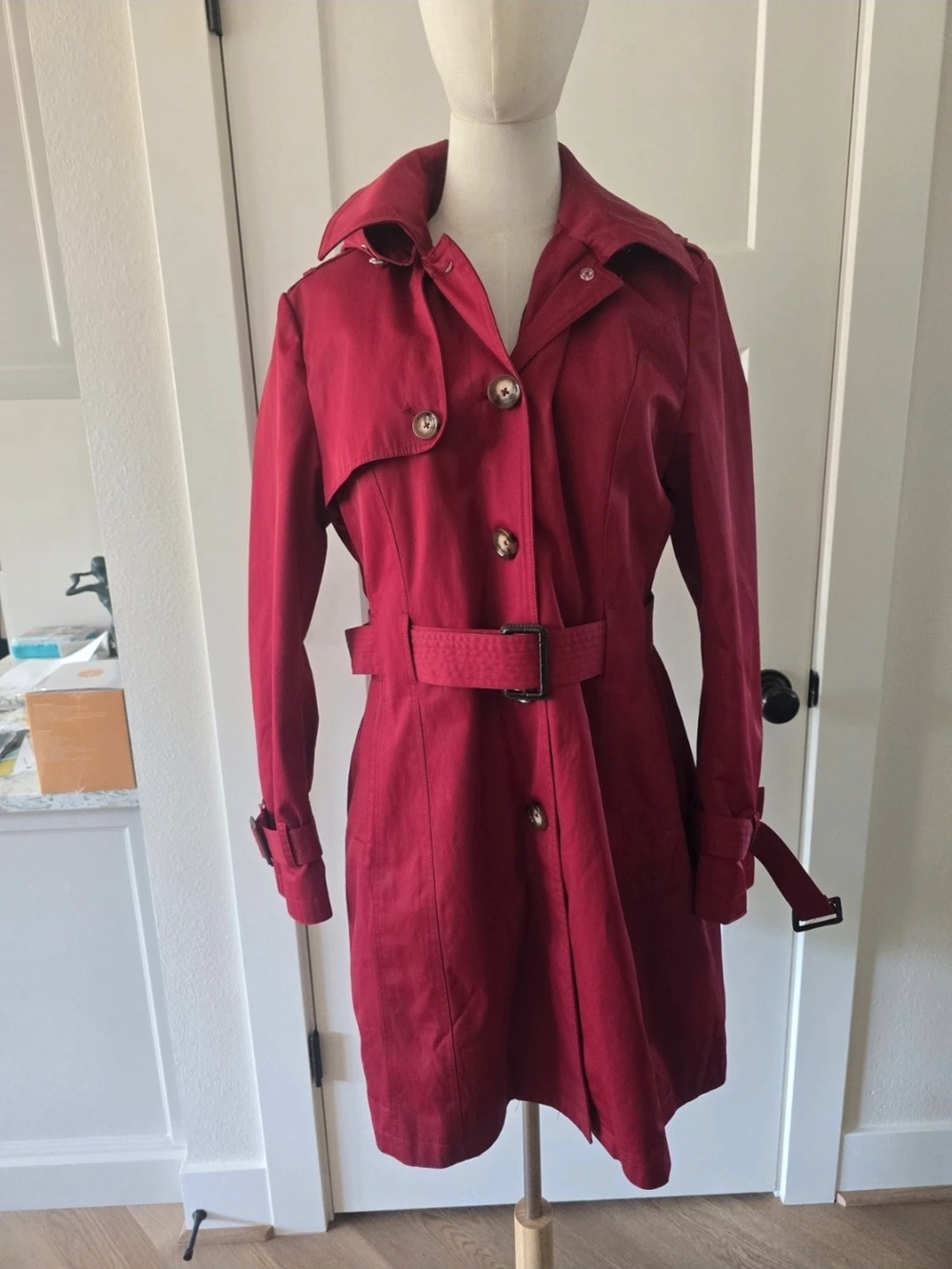 Michael Kors Red Trench Coat with Belt